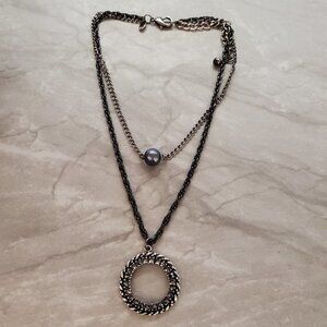 💖 Chico's Rhinestone Crystal Pave Multi Chain Circle Pendant 💖